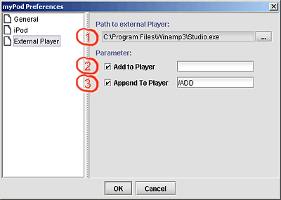 myPod preferences - External player